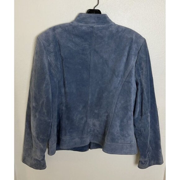 Valerie Stevens 100% Leather Suede Jacket Blue Large - Picture 14 of 14